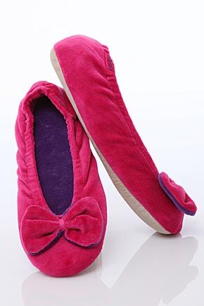 velour ballerina slippers
