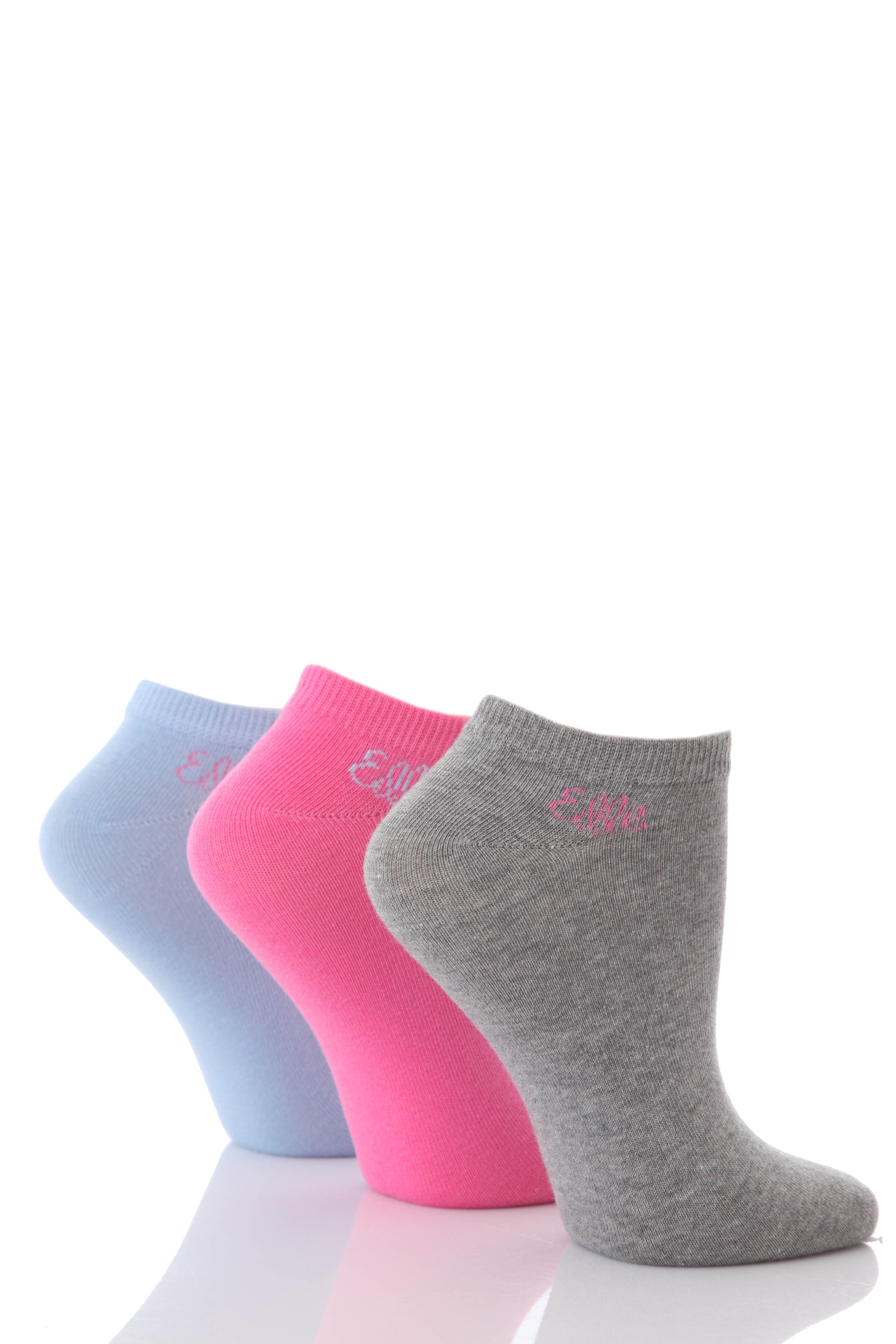 Ladies 3 Pair Elle Plain Cotton Trainer Liner In 4 Colours White