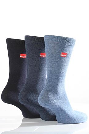 Mens 3 Pair Kickers Plain Cotton Socks In 3 Colours Blue 6-11