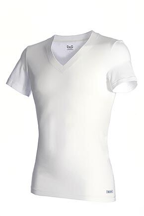 Mens 3 Pack D&G Underwear 24 Fit V Neck T Shirt 50% OFF Black Medium