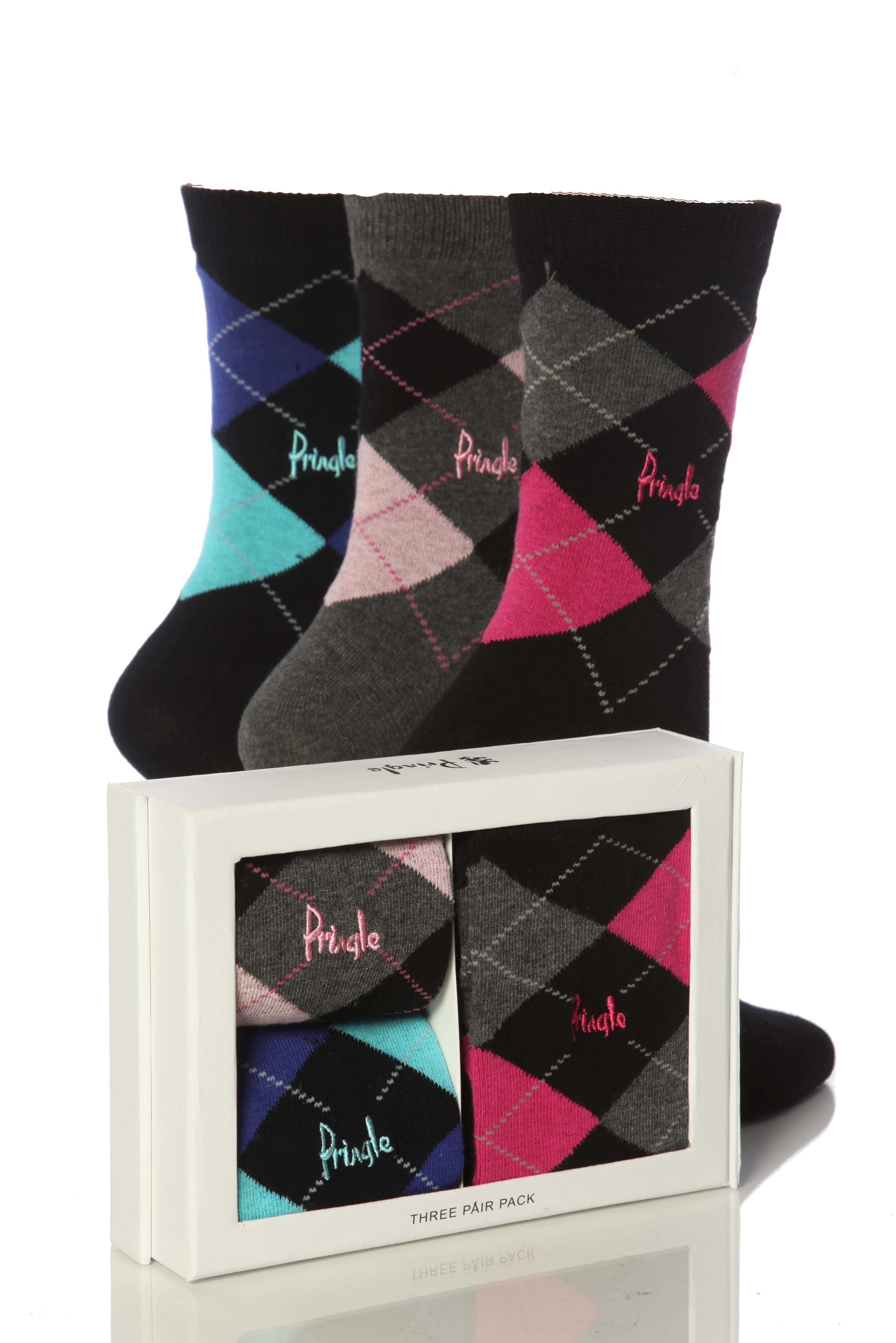 Ladies 3 Pair Pringle Louise Arygle Gift Box In 2 Colours