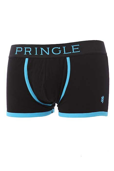 Mens 1 Pair Pringle Of Scotland Black Fashion Trunk With Contrast Waistband & Binding In 3 Colou