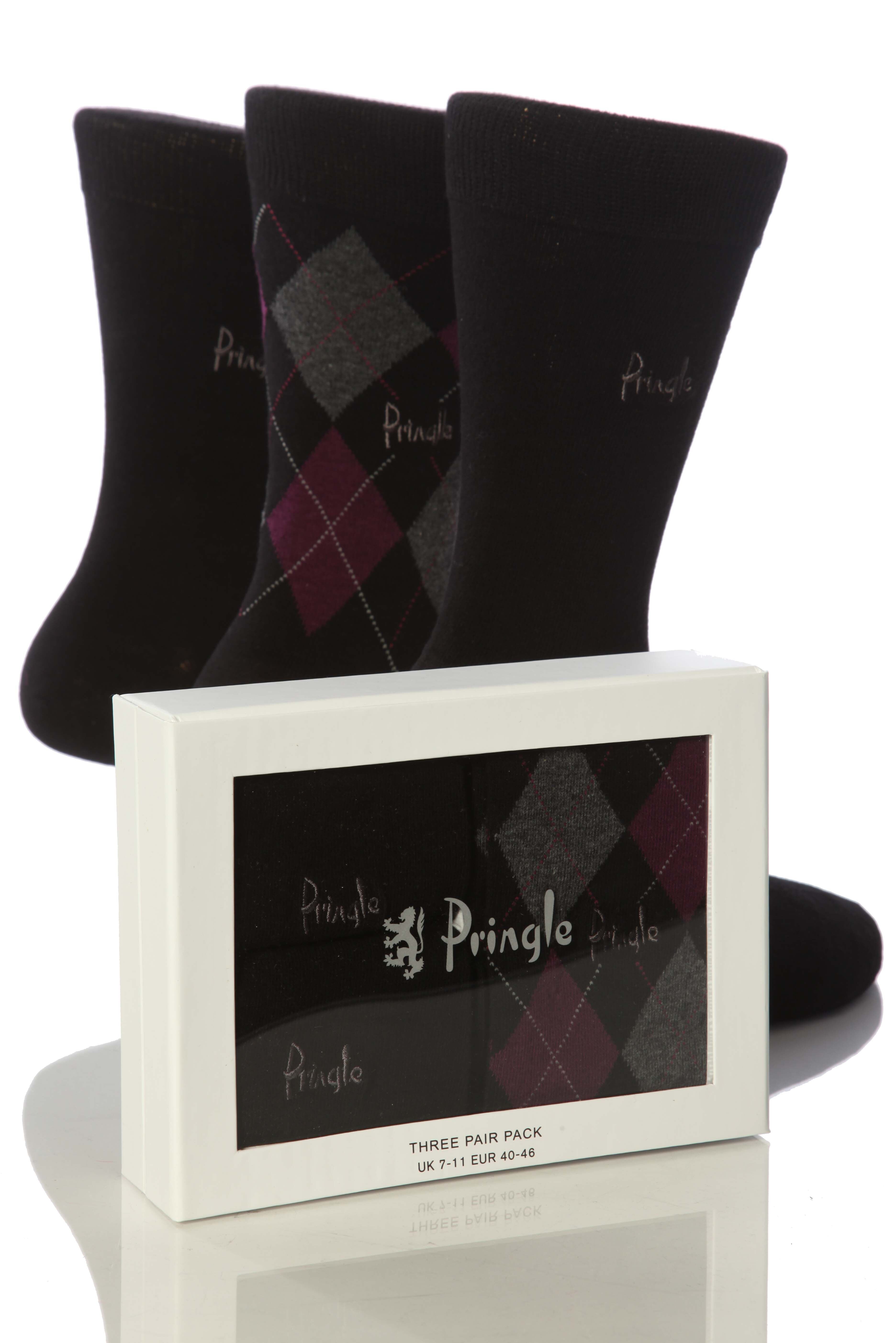 Mens 3 Pair Pringle Strathaven & Dee Gift Box In 4 Colours Brown