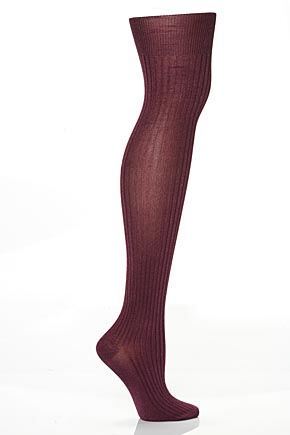 Ladies 1 Pair Jonathan Aston Shiny Rib Over The Knee Socks 33 OFF Velvet Purple