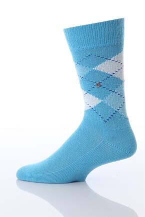 Mens 1 Pair Burlington Preston Extra Soft Feeling Argyle Sock In 30 Colours Yellow 40-46
