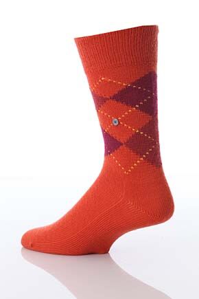 Mens 1 Pair Burlington Preston Extra Soft Feeling Argyle Sock 33% OFF Plum