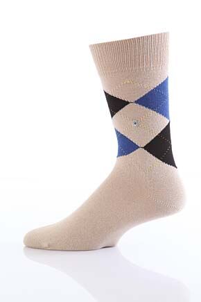 Mens 1 Pair Burlington Norfolk Cotton Mix Argyle Sock In 16 Colours Black - Light Grey - Charcoal 46
