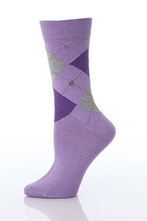 Ladies 1 Pair Burlington Scarborough Cotton Argyle Sock 33% OFF Red - White - Navy