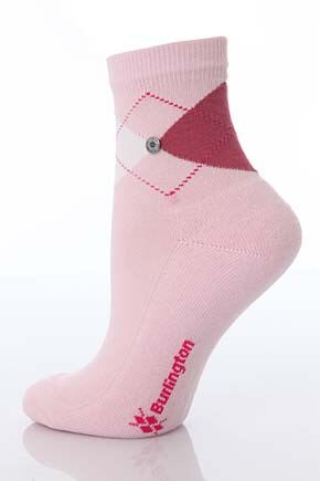 Ladies 1 Pair Burlington Ascot Original Golf Argyle Anklet In 5 Colours Black
