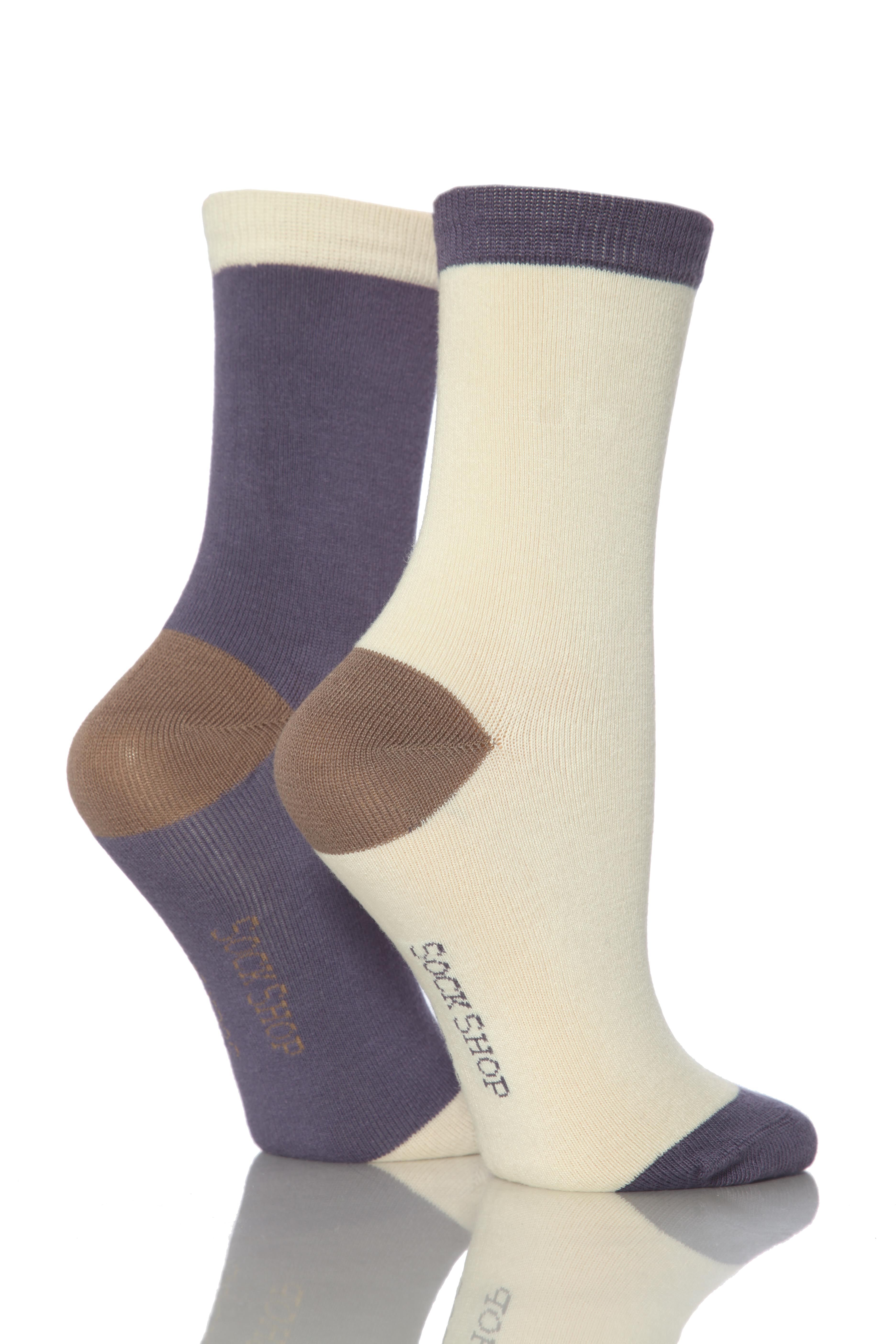 Ladies 2 Pair SockShop Plain Bamboo Socks In 6 Colours