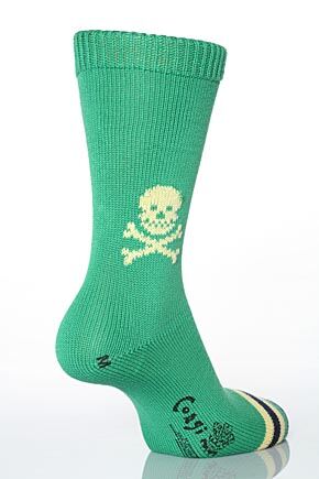 Mens 1 Pair Corgi 100% Cotton Skull Socks In 2 Colours Harebell M