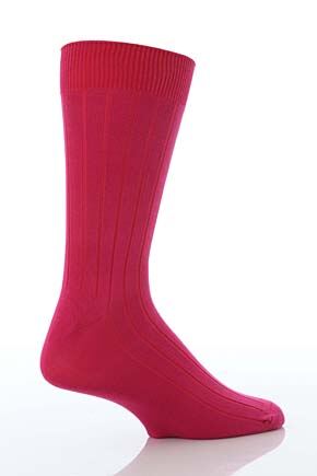 Mens 1 Pair John Smedley Delta Plain Ribbed Cotton Socks In 11 Colours Engine Blue