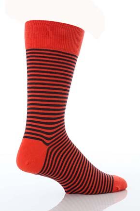 Mens 1 Pair John Smedley Murray Thin Striped Wool Socks In 5 Colours Indigo-Mellow Yellow