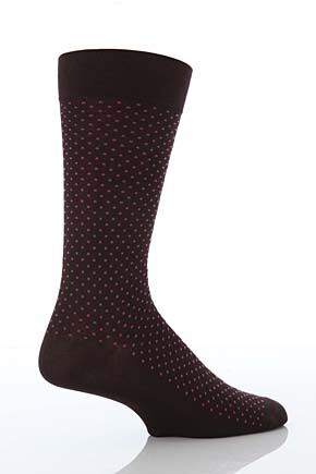 Mens 1 Pair Pantherella Cotton Lisle Polka Dot Socks In 4 Colours Black L