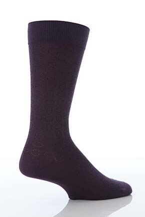 Mens 1 Pair Pantherella Cotton Lisle Eclipse Patterned Socks 25% OFF Black M