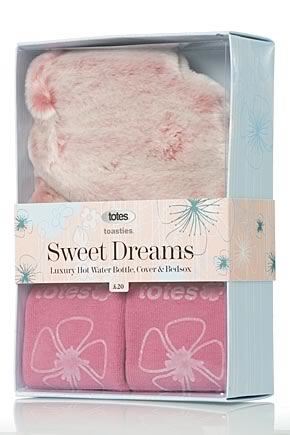 Ladies 1 Pair Totes Bed Sock With Grip And Luxury Hot Water Bottle Gift Set In 3 Colours Cream