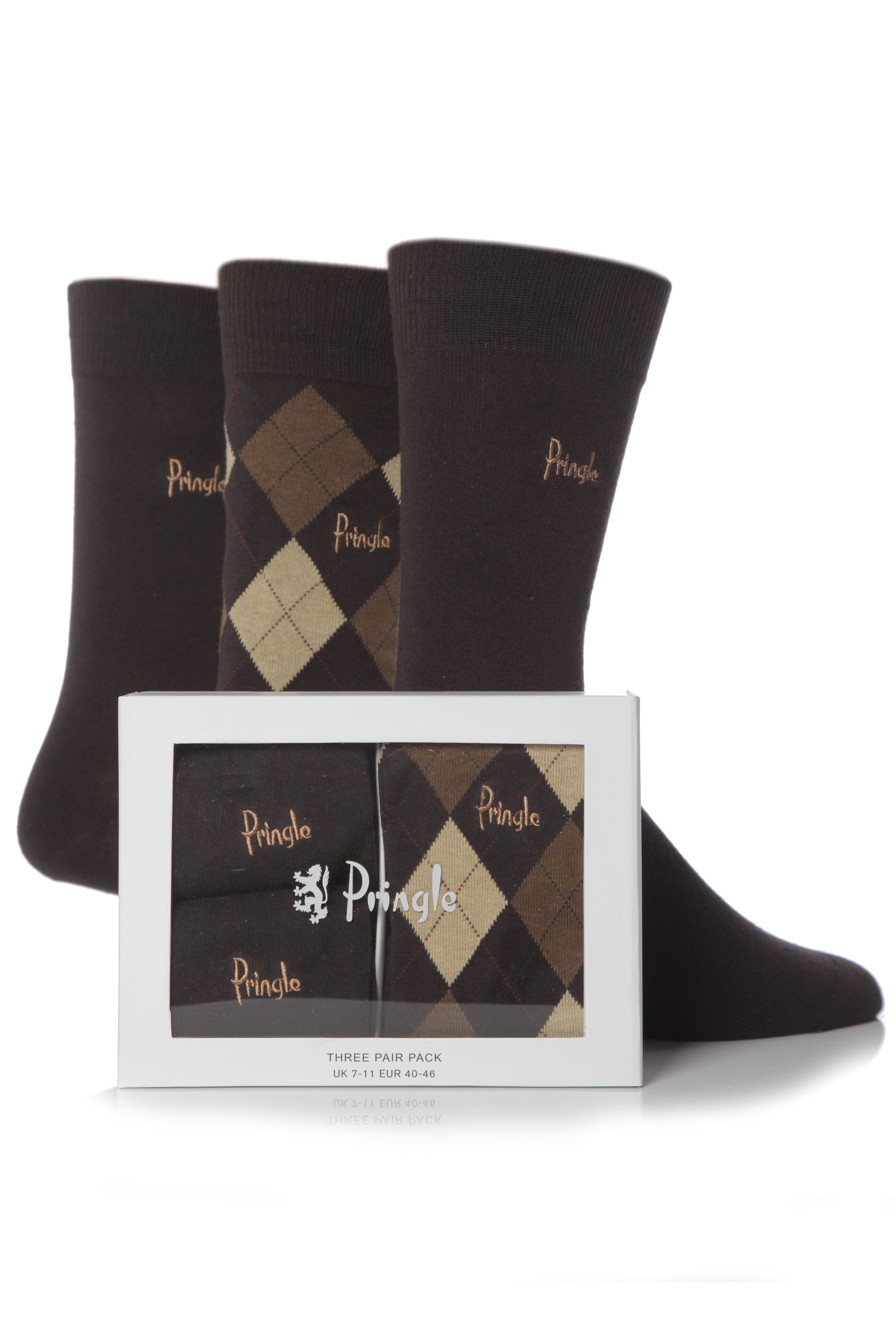 Mens 3 Pair Pringle Strathaven & Dee Gift Box In 4 Colours Grey Voolium