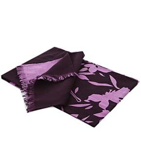 Ladies Fraas Large Two Tone Floral 100% Cotton Scarf In 3 Colours White