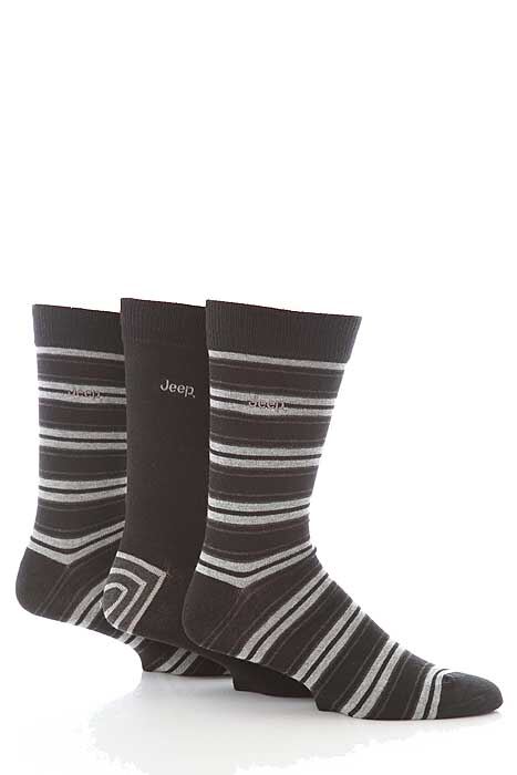 Mens 3 Pair Jeep Stripe And Plain Suit Socks Gift Box In 3 Colours Navy - Pink 6-11