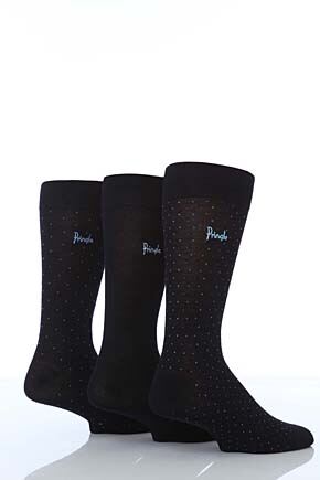 Mens 3 Pair Pringle Kentallen Spotty Bamboo Socks In 3 Colours Black