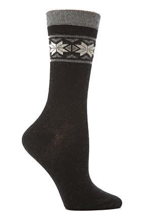 Ladies 1 Pair Levante Fairisle Sock In 3 Colours Smoke