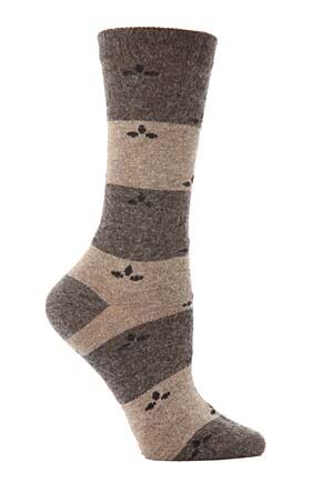 Ladies 1 Pair Levante Harris Stripe Sock In 3 Colours Mushroom