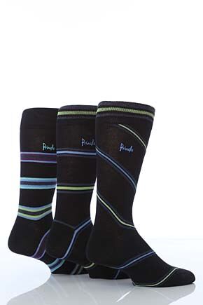 Mens 3 Pair Pringle Macduff Diagonal Striped Socks In 4 Colours Black