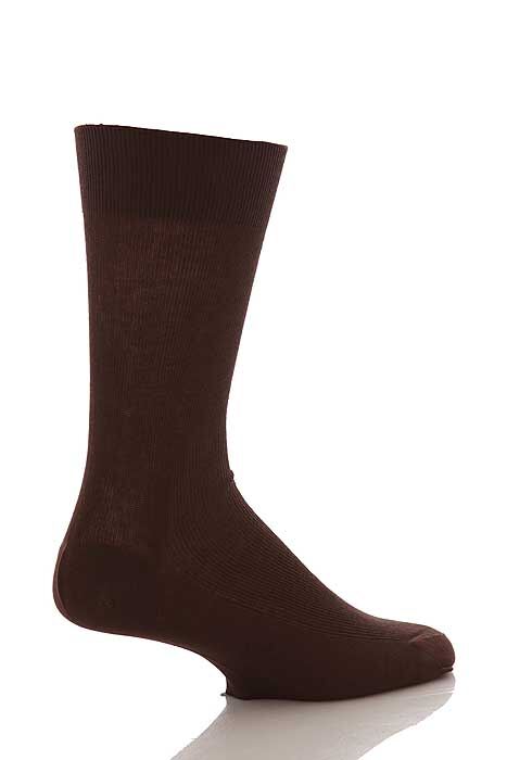 Mens 1 Pair SockShop Rib 97% Mercerised Cotton Socks In 5 Colours Grey