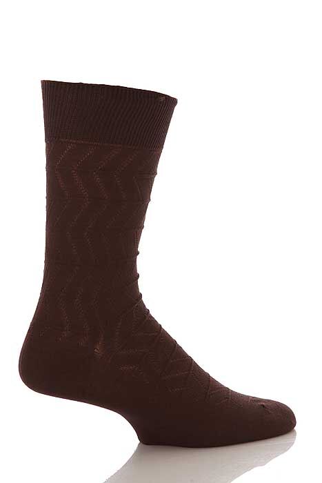 Mens 1 Pair SockShop Zig Zag Rib Mercerised Cotton Socks In 5 Colours Navy