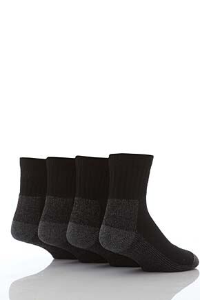 Mens & Ladies 4 Pair Workforce Safety Trainer Socks Black 4-8