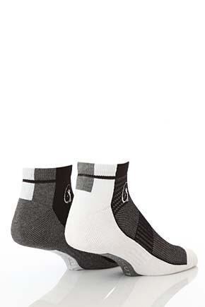 Mens 2 Pair Glenmuir Bamboo Secret Sports Half Cushioned Socks With Arch Support In 2 Colours White