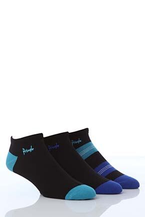 Mens 3 Pair Pringle Stripe & Plain Secret Socks In 3 Colours Grey