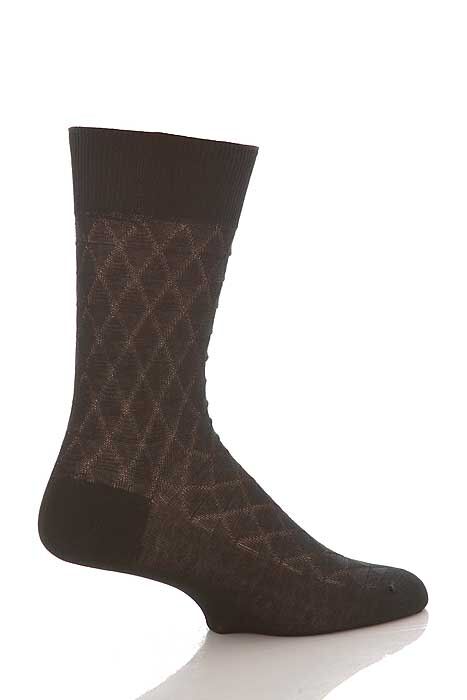 Mens 1 Pair SockShop Large Diamond Pattern 97% Mercerised Cotton Socks In 5 Colours Navy
