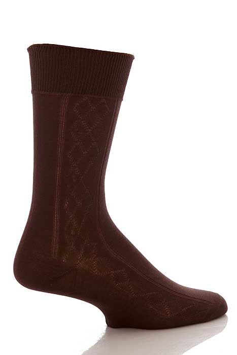 Mens 1 Pair SockShop Argyle Rib Mercerised Cotton Socks In 5 Colours Navy