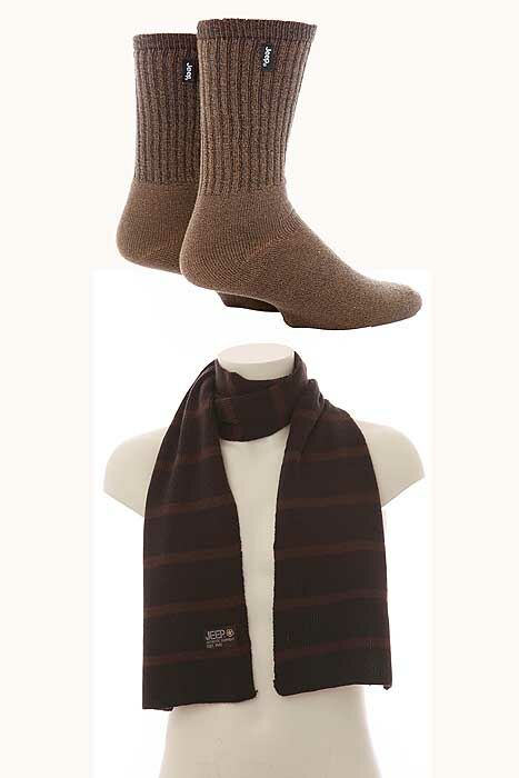 Mens Jeep Stripe Scarf And Socks Gift Box In 3 Colours Black