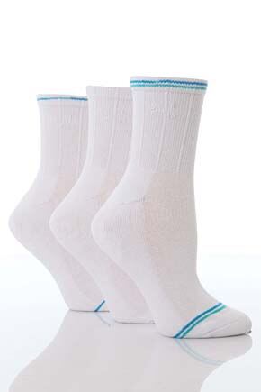 Ladies 3 Pair Pringle Lauren Half Cushion Sports Anklet White
