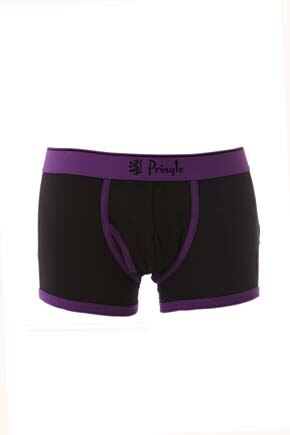 Mens 1 Pack Pringle Black Trunks With Nightshade Waistband & Binding Nightshade XL