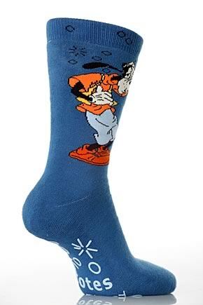 Mens 1 Pair Totes Disney Goofy Cotton Blend Slipper Socks
