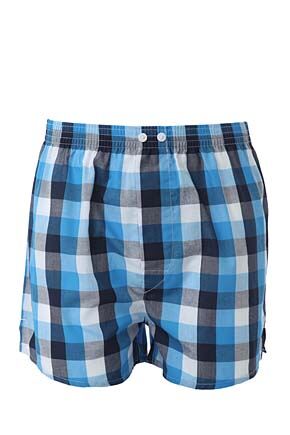 Mens 1 Pack Pringle Blue Check Woven Boxer Shorts Blue Large