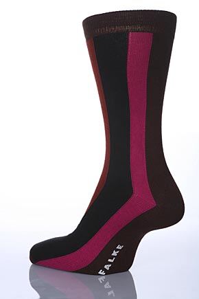 Mens 1 Pair Falke Vertical Stripe Socks 50% OFF Grey 43-46