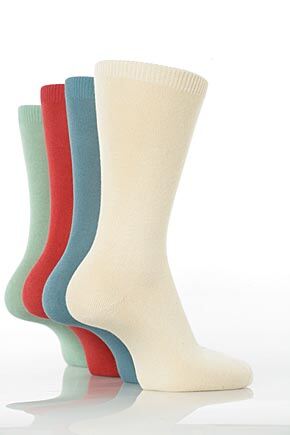 Boys 5 Pair SockShop Plain Cotton Rich Socks Blue  Olive  Stone  Teal  Terracotta