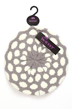 Ladies Isotoner Feathertouch Spot Pattern Beret 33% OFF Red-Ivory