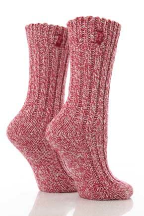 Ladies 2 Pair Jeep Terrain Boot Socks Gift Box In 2 Colours Plum