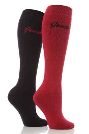 Ladies 2 Pair Jeep Plain Ski Socks