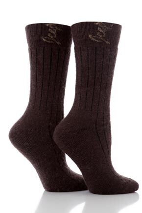 Ladies 2 Pair Jeep Brushed Socks In 3 Colours Brown