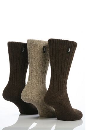 Mens 3 Pair Jeep Ribbed Wool Socks In 2 Colours