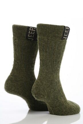 Mens 2 Pair Jeep Heavy Brushed Wool Mix Boot Socks In 4 Colours Black