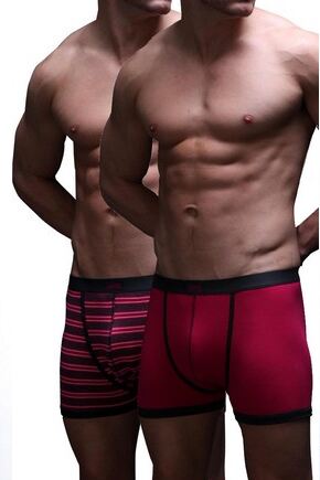 Mens 2 Pair Jeep Stripe & Plain Fitted Trunk In Pink Pink - Grey Marl L
