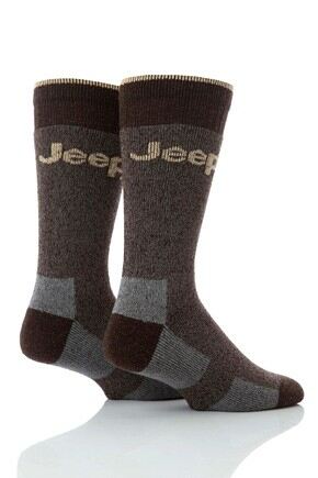 Mens 2 Pair Jeep Chunky Boot Socks In 3 Colours Black