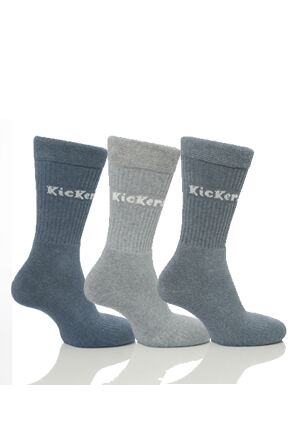 Mens 3 Pair Kickers Cushioned Leisure Socks In 5 Colours White 6-11